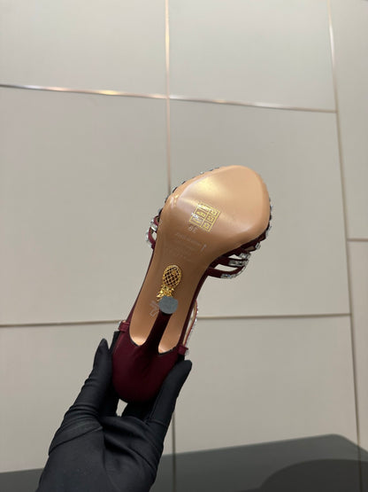 Aquazzura Rhinestone Silk Heeled Sandals – Spring/Summer Collection
