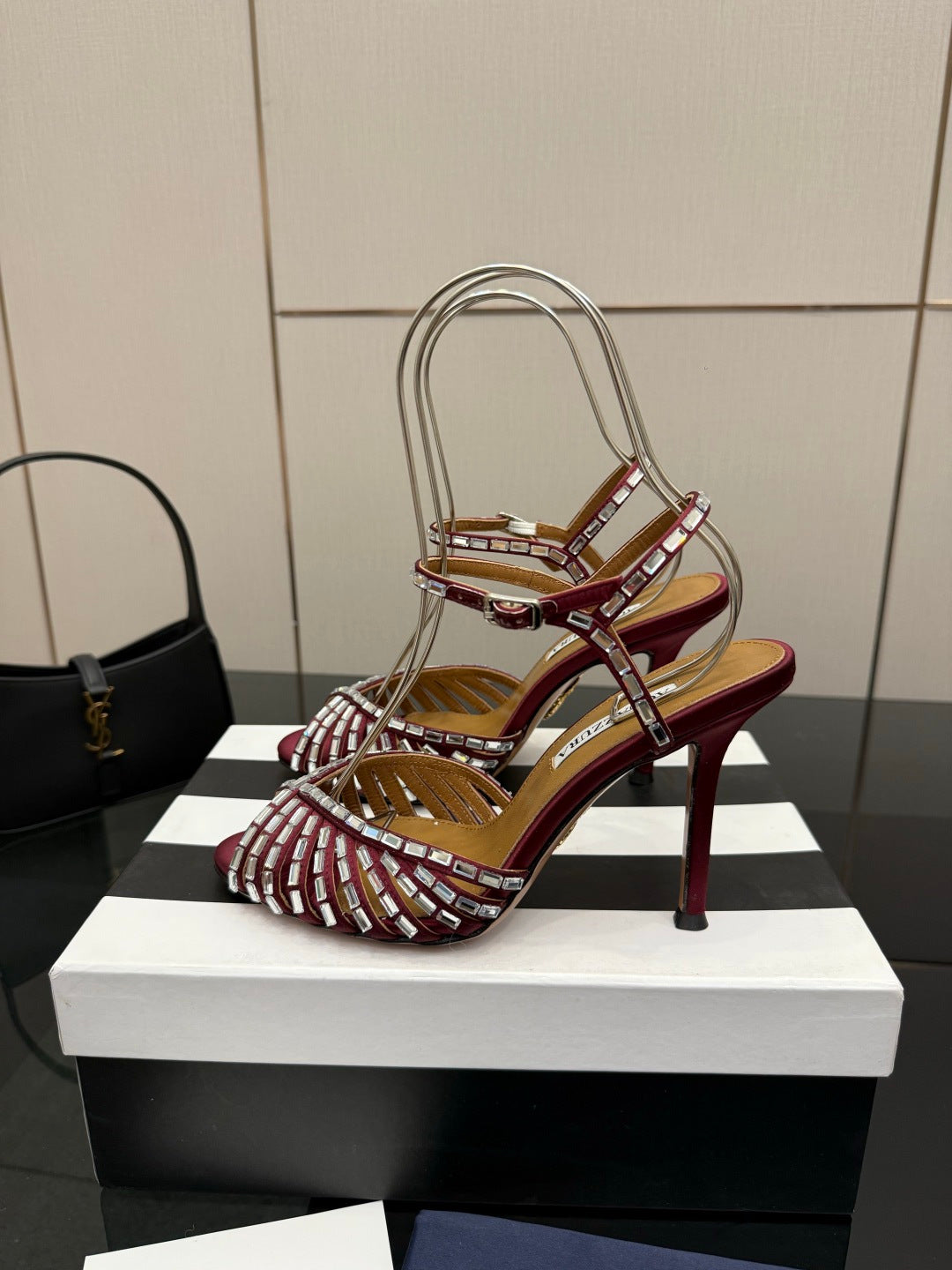 Aquazzura Rhinestone Silk Heeled Sandals – Spring/Summer Collection