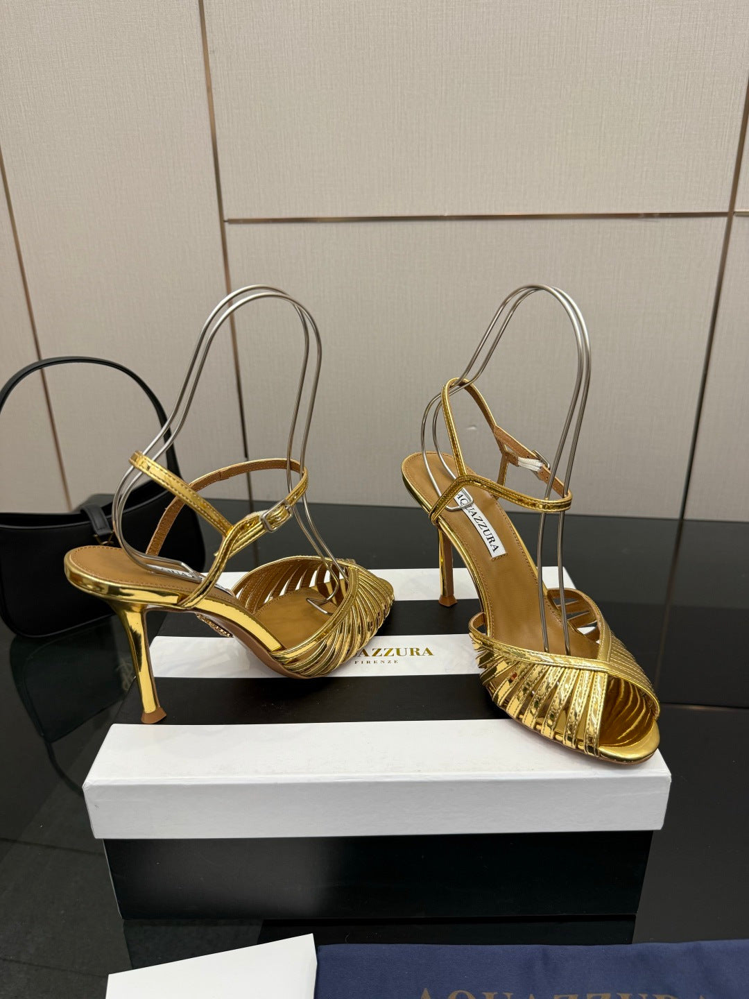 Aquazzura Rhinestone Silk Heeled Sandals – Spring/Summer Collection