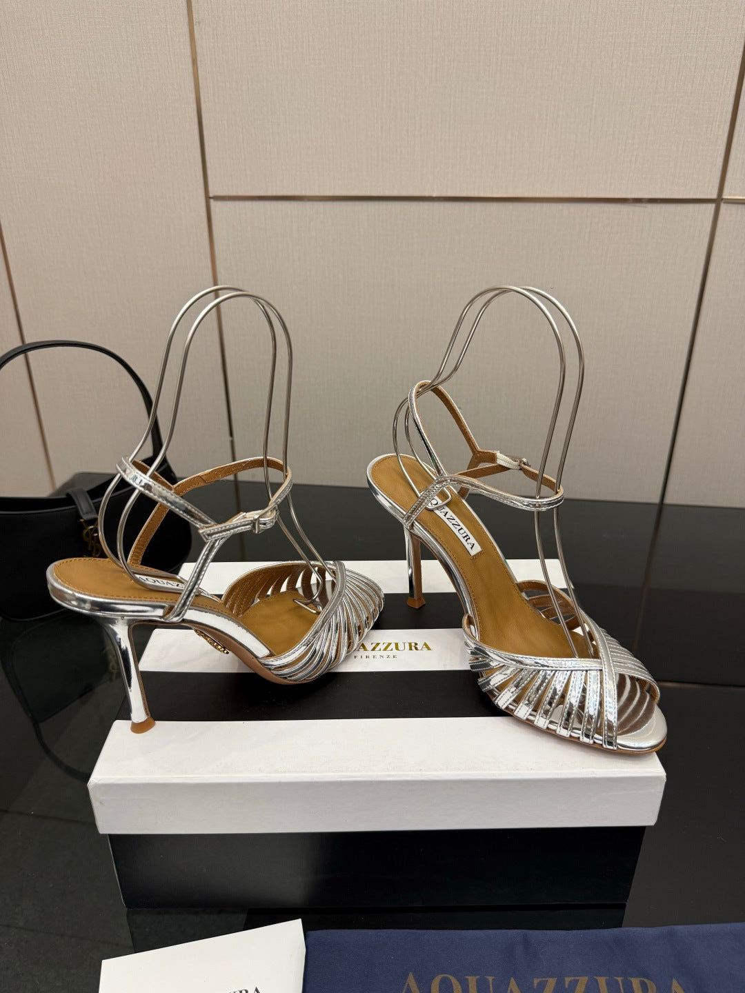 Aquazzura Rhinestone Silk Heeled Sandals – Spring/Summer Collection