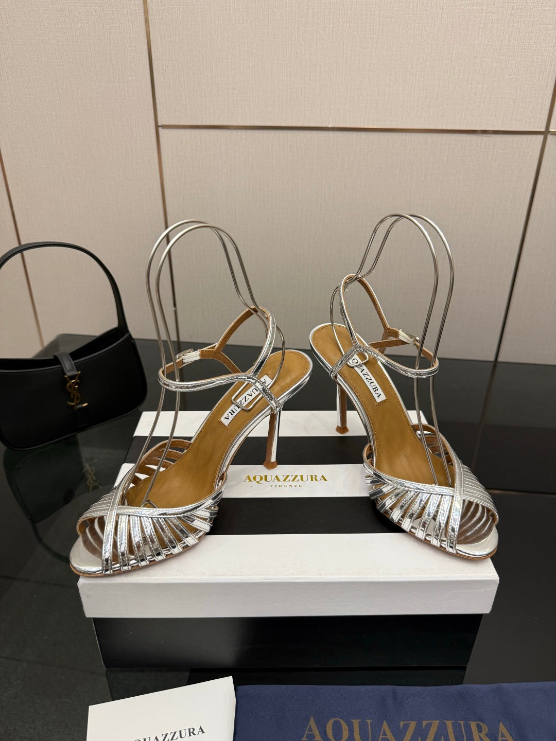 Aquazzura Rhinestone Silk Heeled Sandals – Spring/Summer Collection