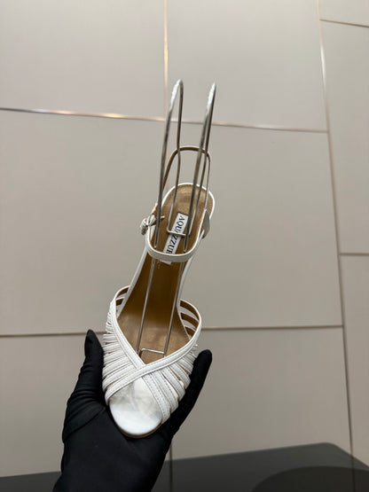 Aquazzura Rhinestone Silk Heeled Sandals – Spring/Summer Collection