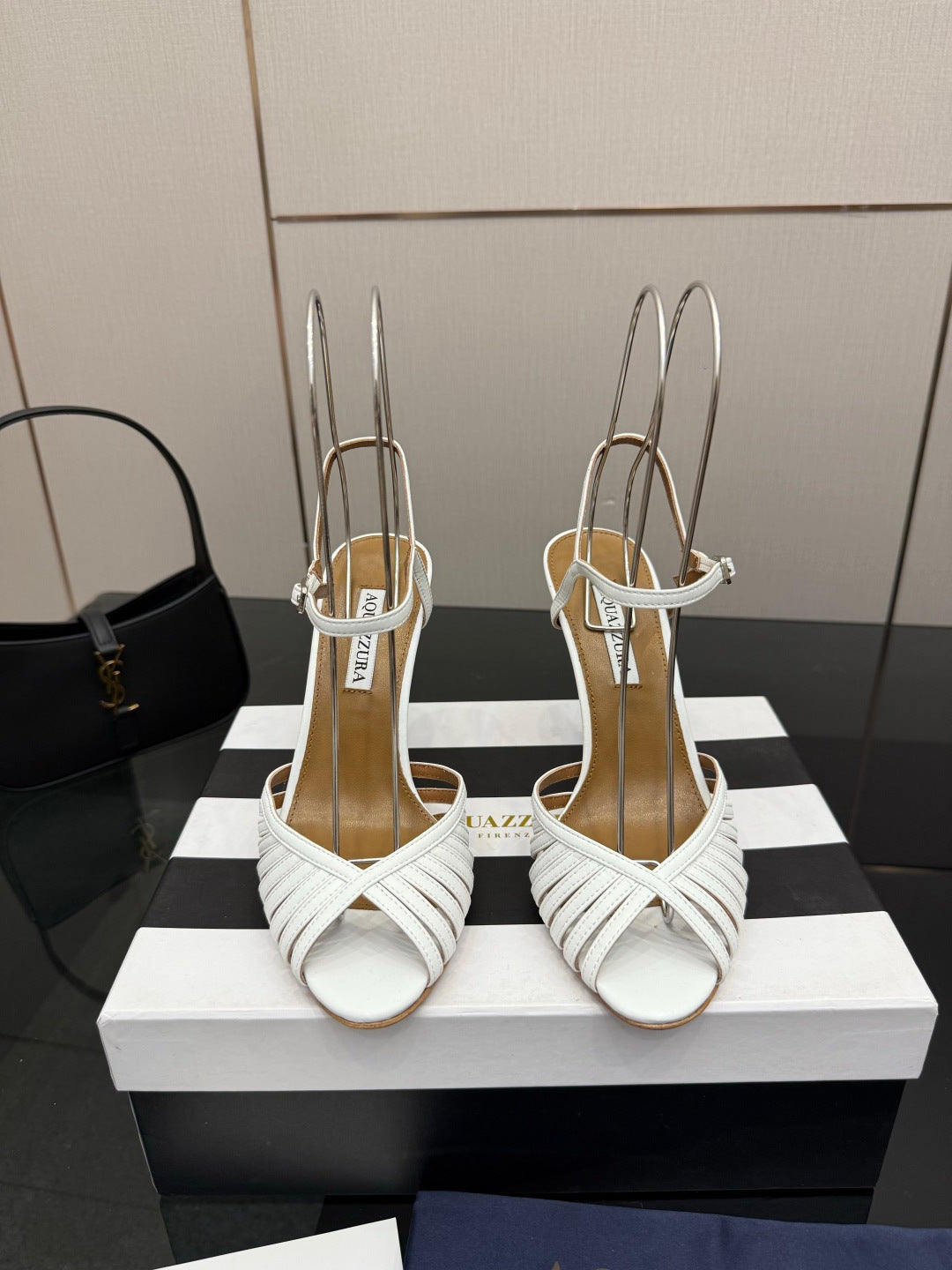 Aquazzura Rhinestone Silk Heeled Sandals – Spring/Summer Collection