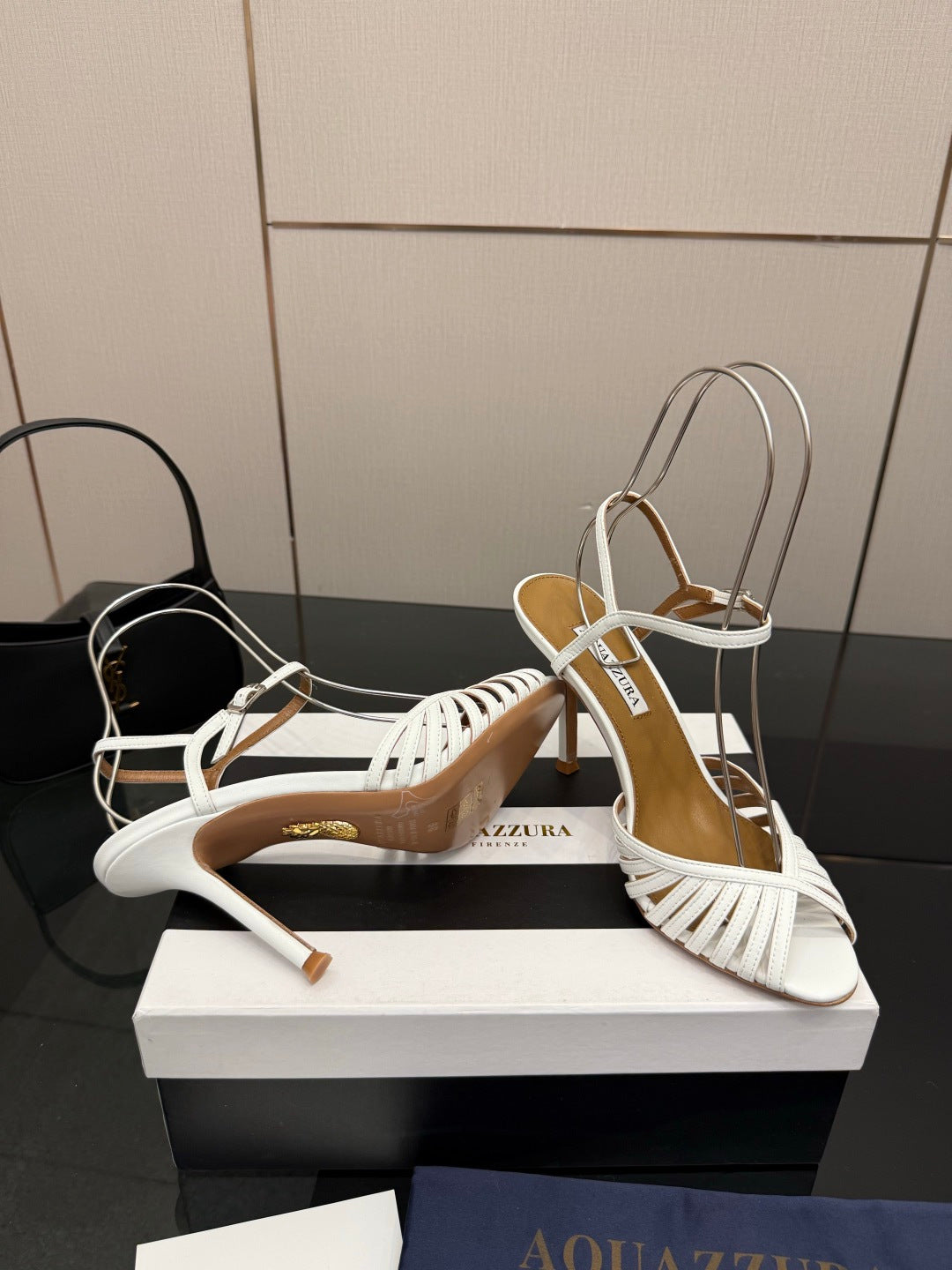 Aquazzura Rhinestone Silk Heeled Sandals – Spring/Summer Collection