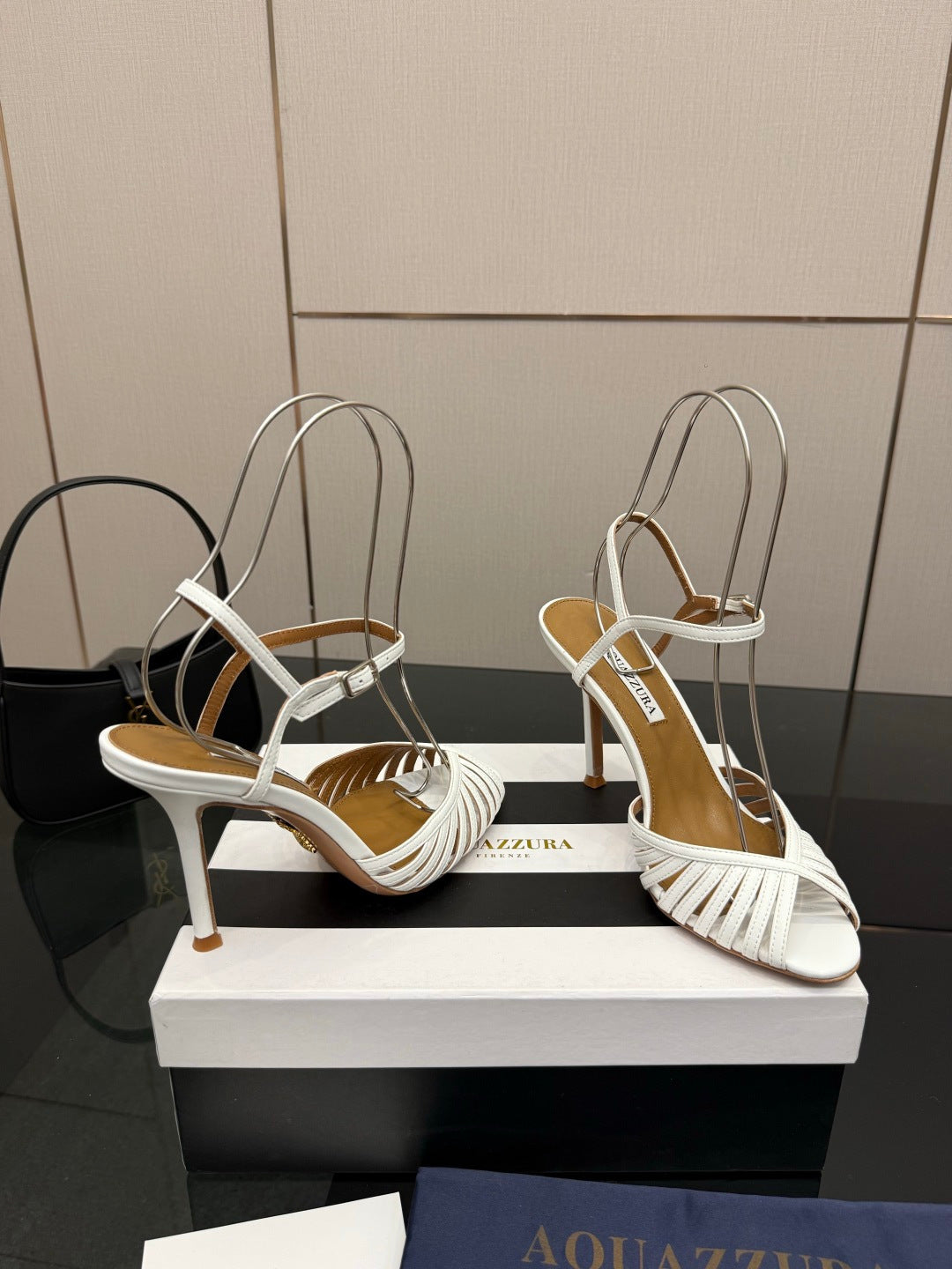 Aquazzura Rhinestone Silk Heeled Sandals – Spring/Summer Collection