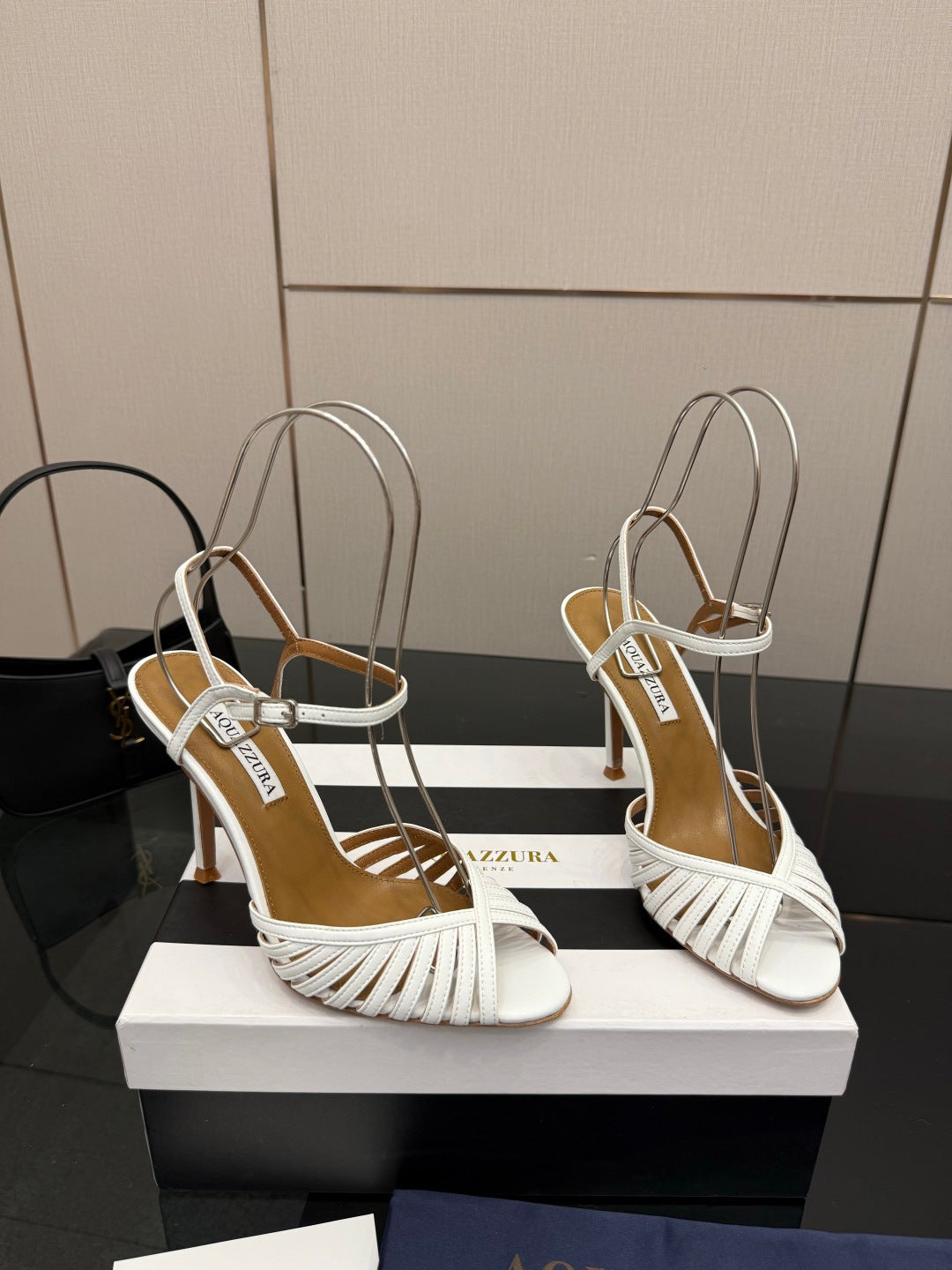 Aquazzura Rhinestone Silk Heeled Sandals – Spring/Summer Collection