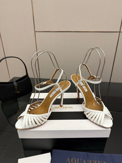 Aquazzura Rhinestone Silk Heeled Sandals – Spring/Summer Collection