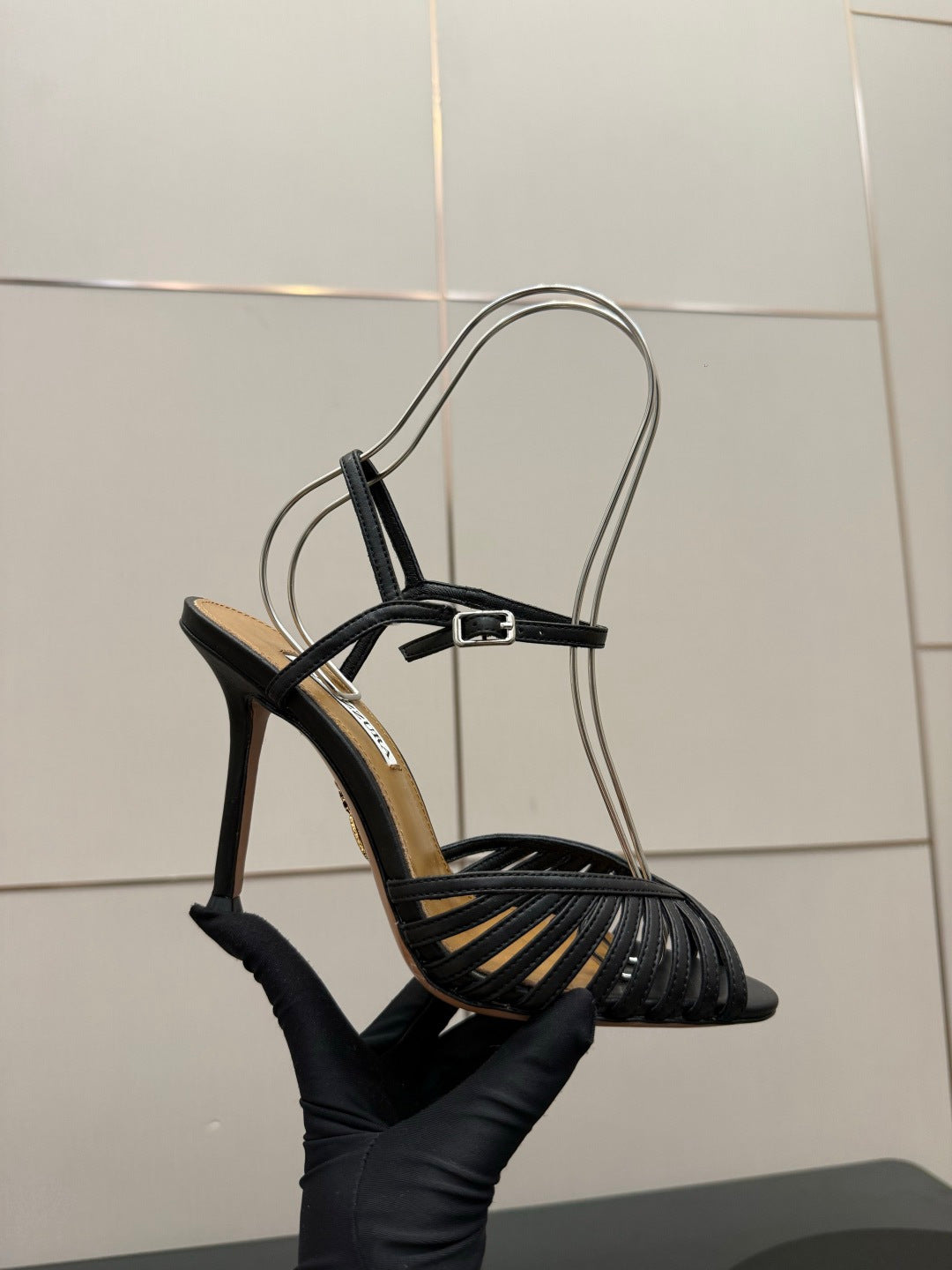 Aquazzura Rhinestone Silk Heeled Sandals – Spring/Summer Collection