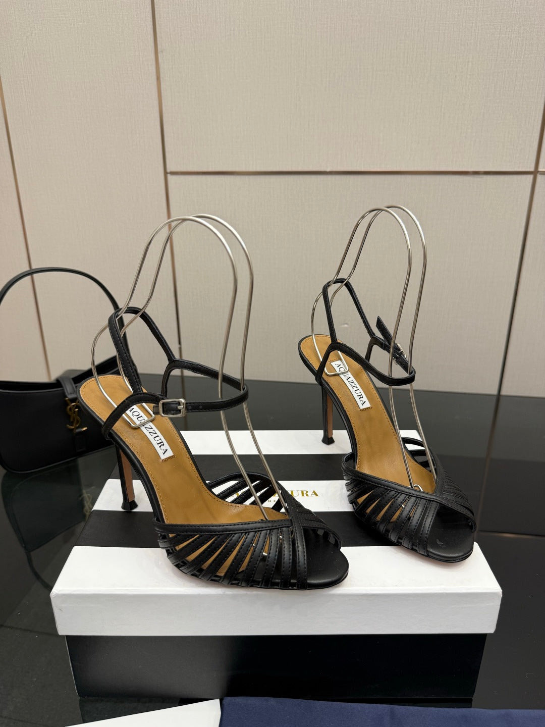 Aquazzura Rhinestone Silk Heeled Sandals – Spring/Summer Collection