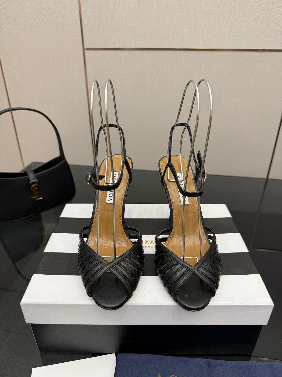 Aquazzura Rhinestone Silk Heeled Sandals – Spring/Summer Collection