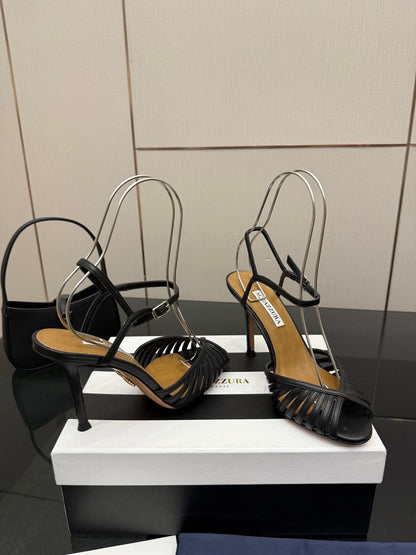 Aquazzura Rhinestone Silk Heeled Sandals – Spring/Summer Collection