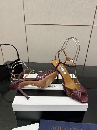 Aquazzura Rhinestone Silk Heeled Sandals – Spring/Summer Collection