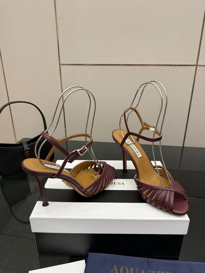 Aquazzura Rhinestone Silk Heeled Sandals – Spring/Summer Collection