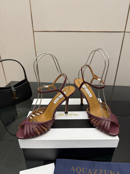 Aquazzura Rhinestone Silk Heeled Sandals – Spring/Summer Collection