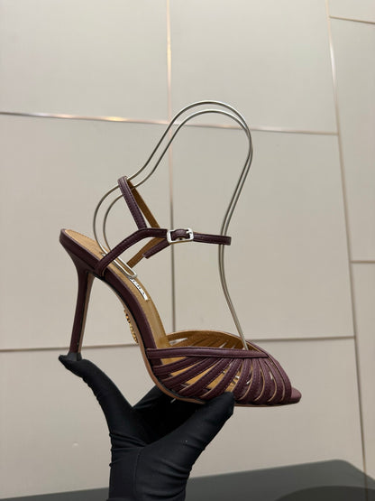 Aquazzura Rhinestone Silk Heeled Sandals – Spring/Summer Collection