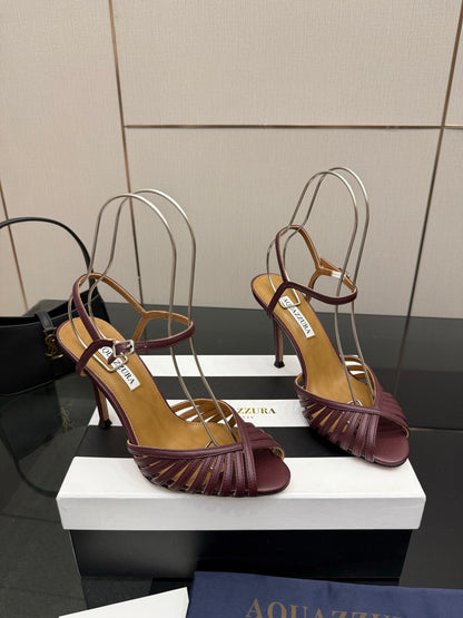 Aquazzura Rhinestone Silk Heeled Sandals – Spring/Summer Collection
