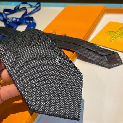 Louis Vuitton Diamonds V Woven Jacquard Silk Tie