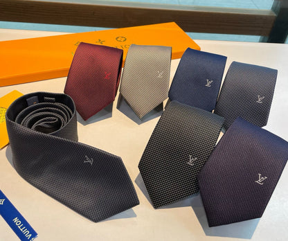 Louis Vuitton Diamonds V Woven Jacquard Silk Tie