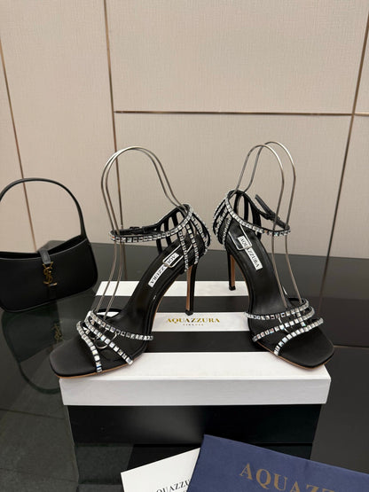 Aquazzura Pineapple Rhinestone Heeled Sandals
