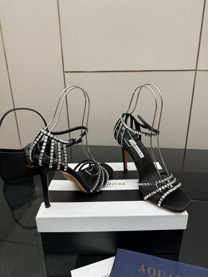 Aquazzura Pineapple Rhinestone Heeled Sandals