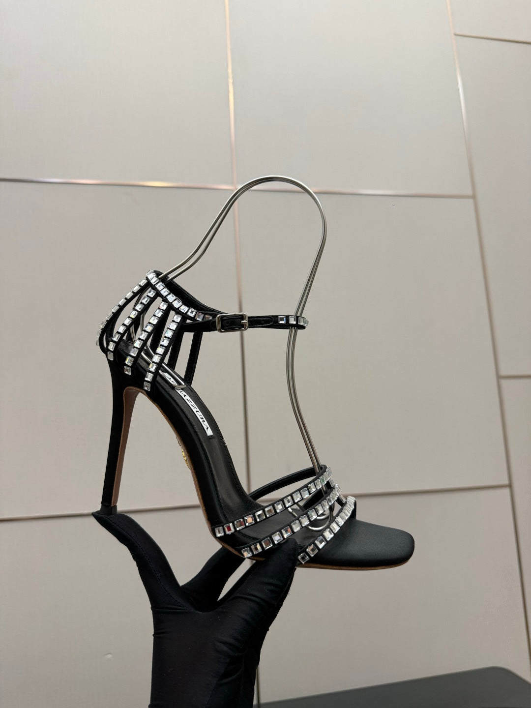 Aquazzura Pineapple Rhinestone Heeled Sandals