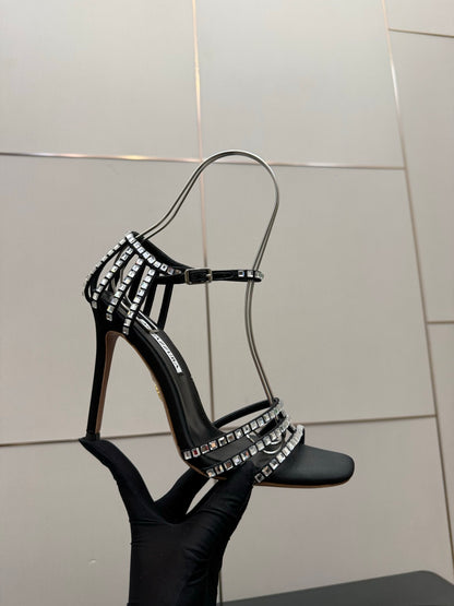 Aquazzura Pineapple Rhinestone Heeled Sandals
