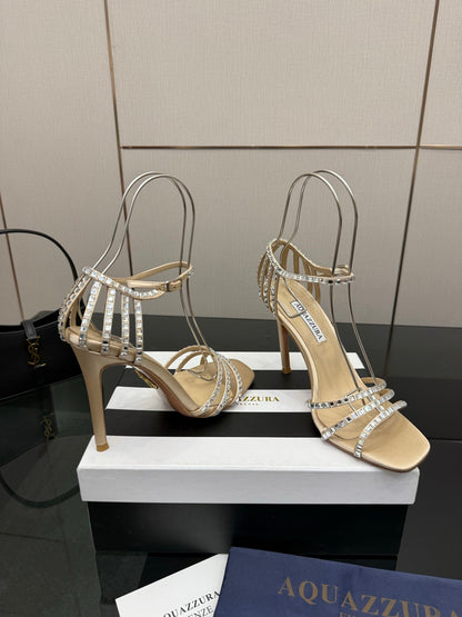 Aquazzura Pineapple Rhinestone Heeled Sandals