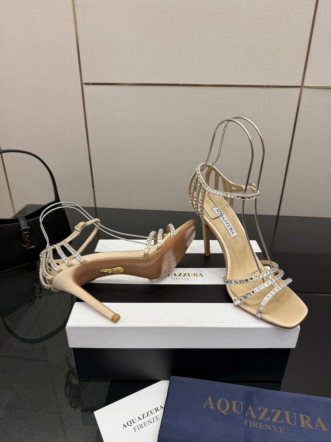 Aquazzura Pineapple Rhinestone Heeled Sandals