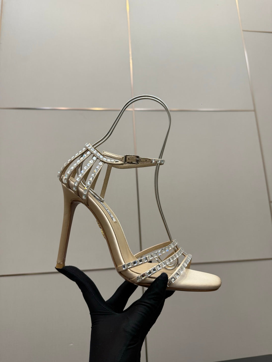 Aquazzura Pineapple Rhinestone Heeled Sandals