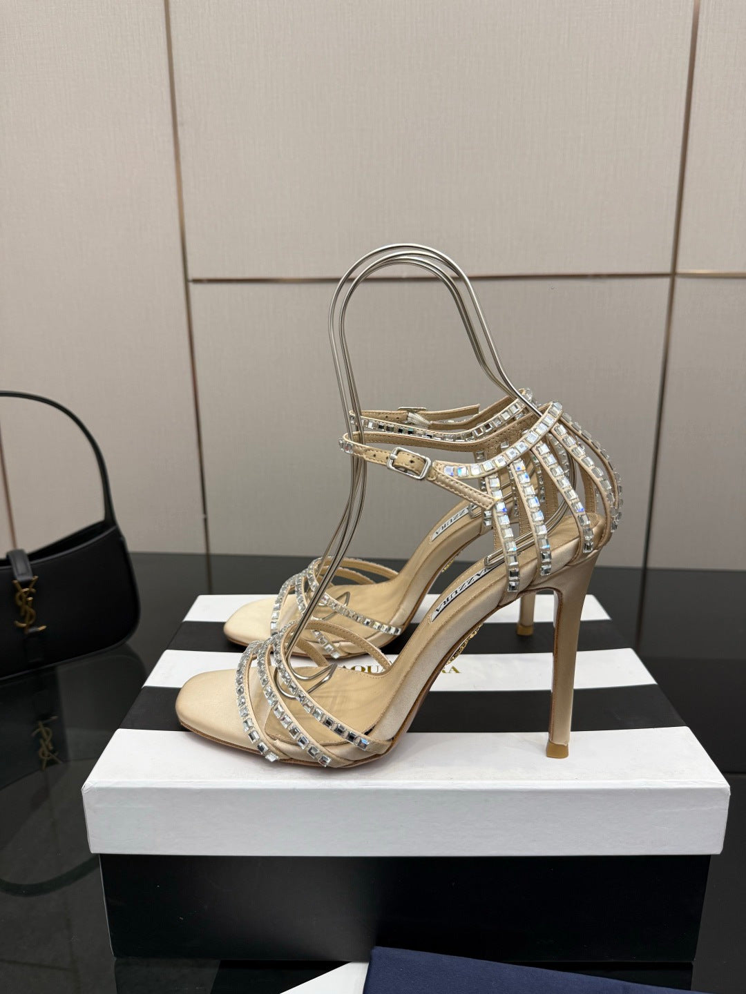 Aquazzura Pineapple Rhinestone Heeled Sandals