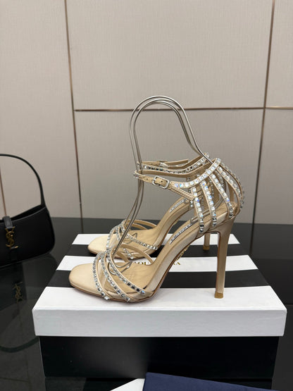 Aquazzura Pineapple Rhinestone Heeled Sandals