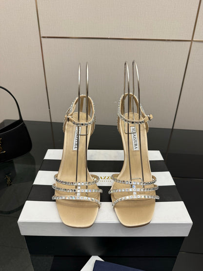 Aquazzura Pineapple Rhinestone Heeled Sandals