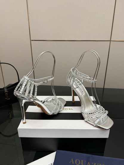 Aquazzura Pineapple Rhinestone Heeled Sandals