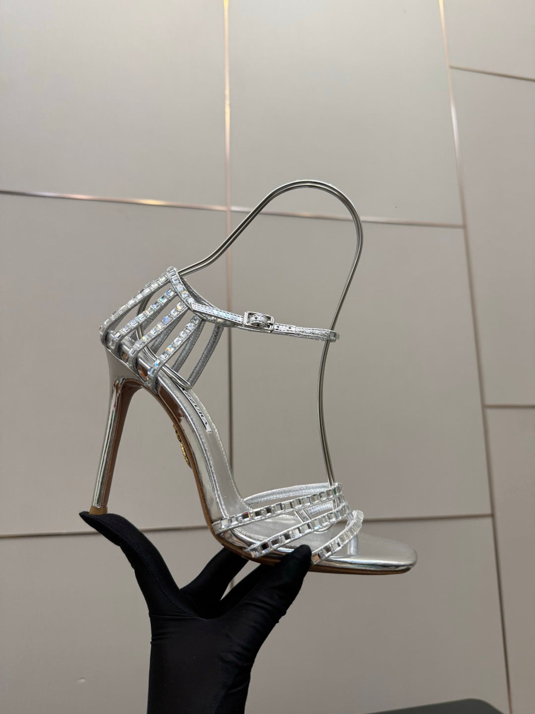 Aquazzura Pineapple Rhinestone Heeled Sandals