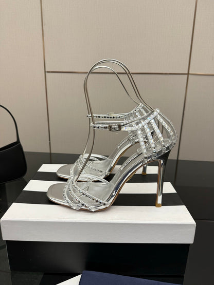 Aquazzura Pineapple Rhinestone Heeled Sandals