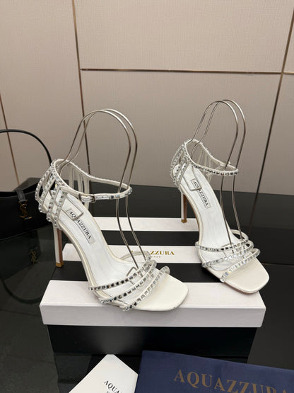 Aquazzura Pineapple Rhinestone Heeled Sandals