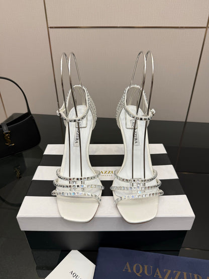 Aquazzura Pineapple Rhinestone Heeled Sandals