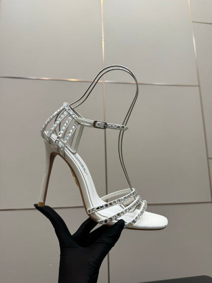 Aquazzura Pineapple Rhinestone Heeled Sandals
