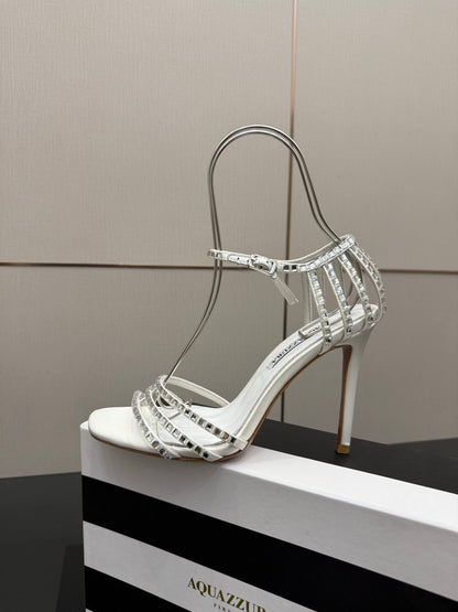 Aquazzura Pineapple Rhinestone Heeled Sandals