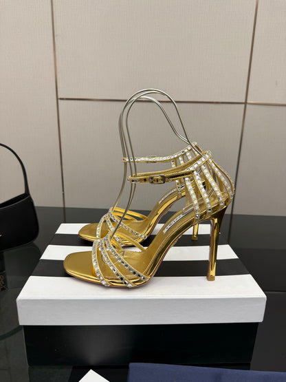 Aquazzura Pineapple Rhinestone Heeled Sandals