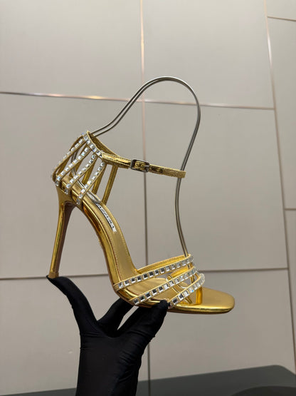 Aquazzura Pineapple Rhinestone Heeled Sandals