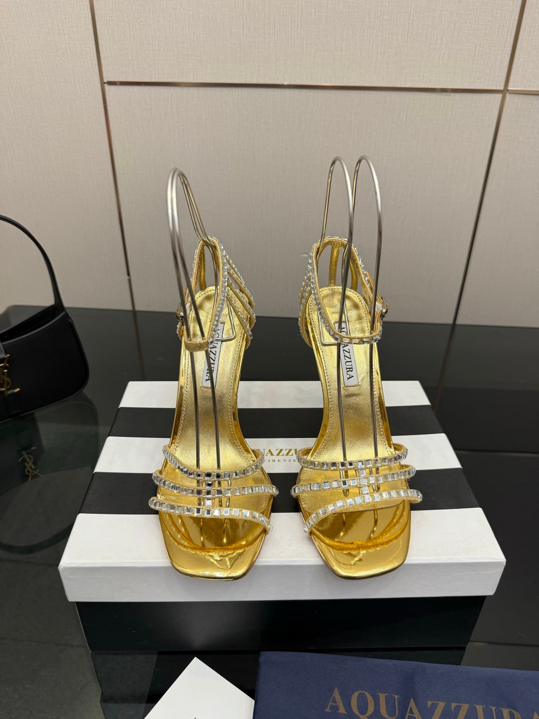 Aquazzura Pineapple Rhinestone Heeled Sandals