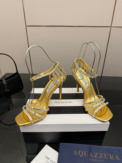 Aquazzura Pineapple Rhinestone Heeled Sandals