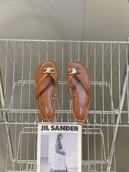 Celine Triomphe Metal Buckle Thong Sandals – Spring/Summer Collection – 2026SS