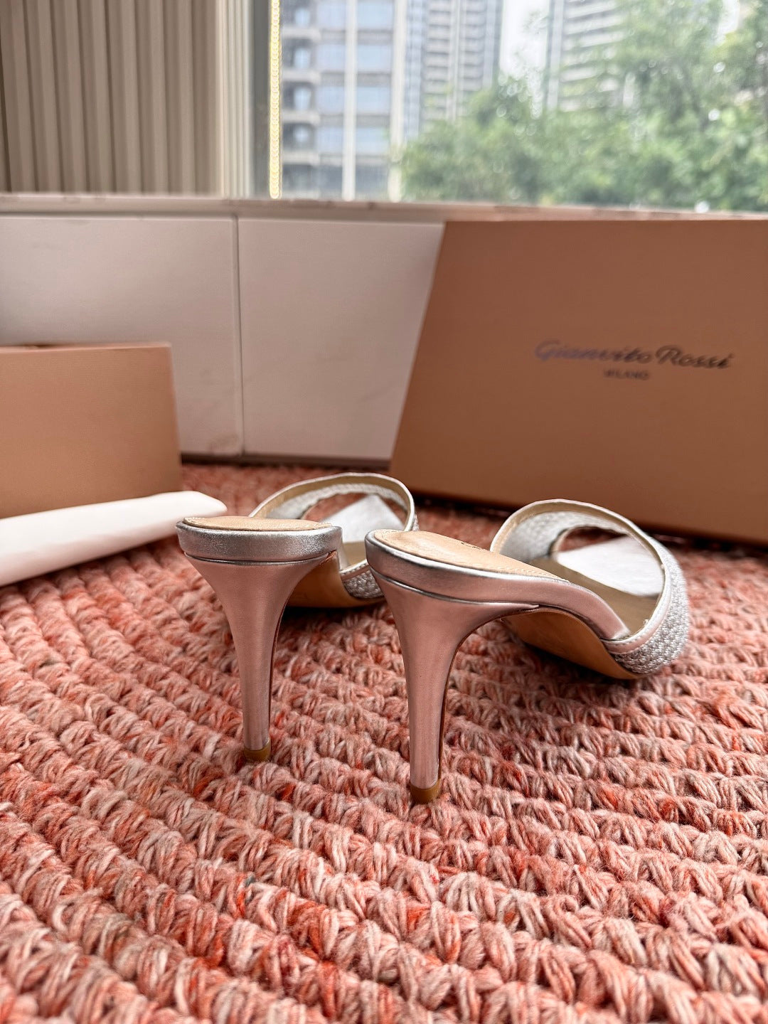Gianvito Rossi Mesh Slide Sandals