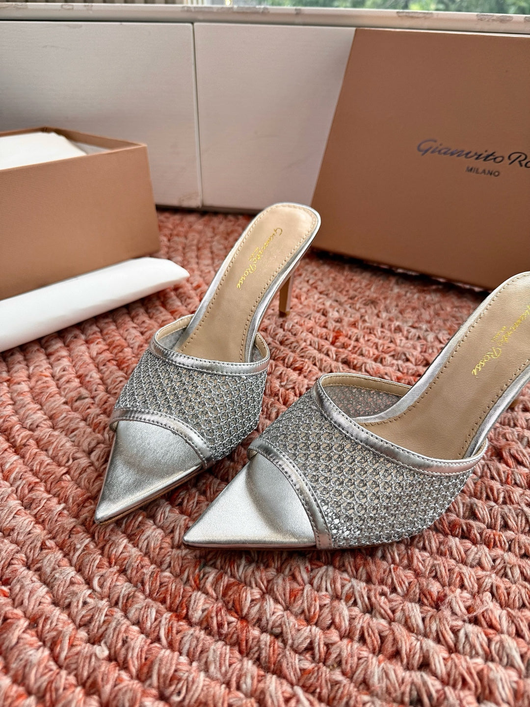 Gianvito Rossi Mesh Slide Sandals