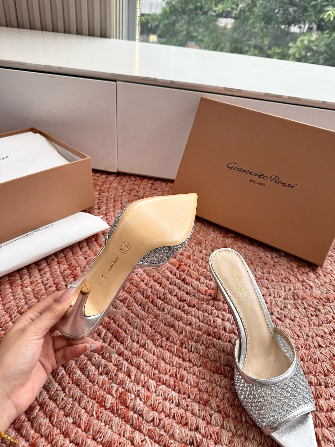 Gianvito Rossi Mesh Slide Sandals