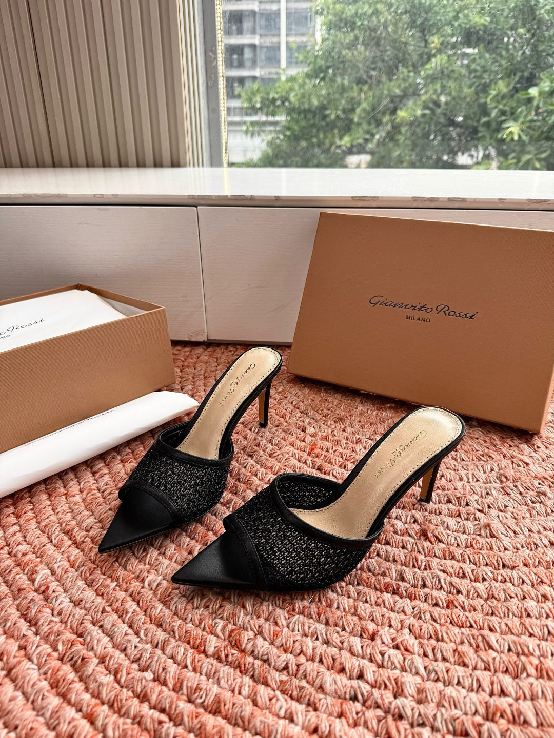 Gianvito Rossi Mesh Slide Sandals