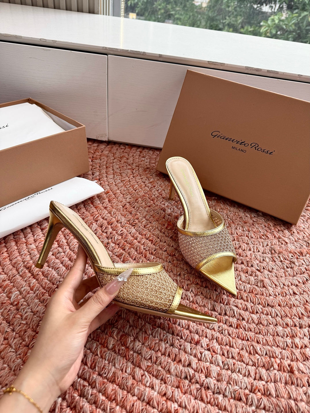 Gianvito Rossi Mesh Slide Sandals