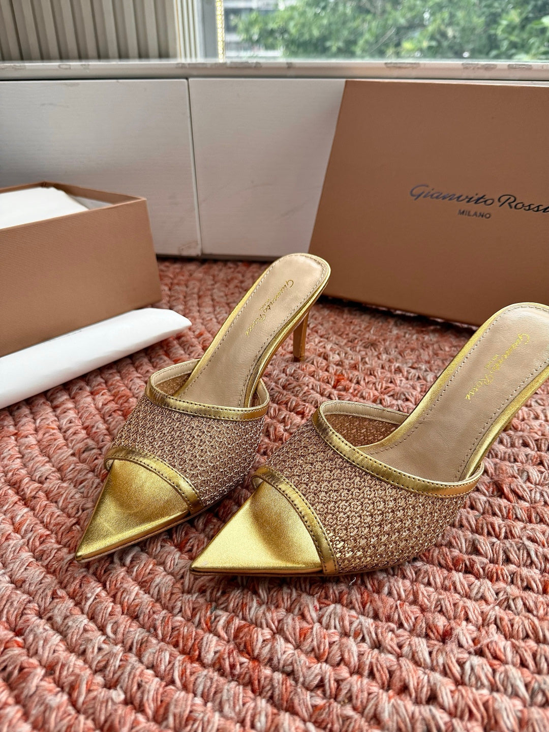 Gianvito Rossi Mesh Slide Sandals